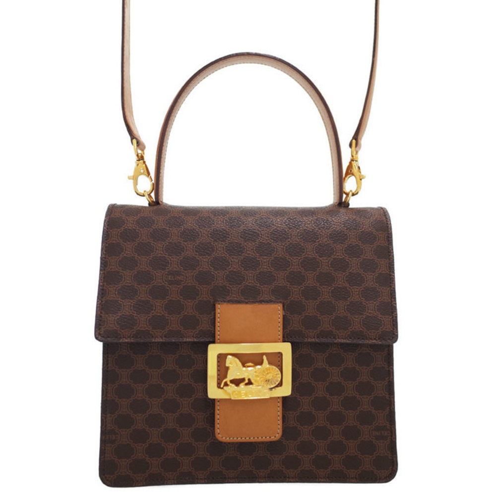 Celine Macadam Pattern 2way Handbag Brown - image 1